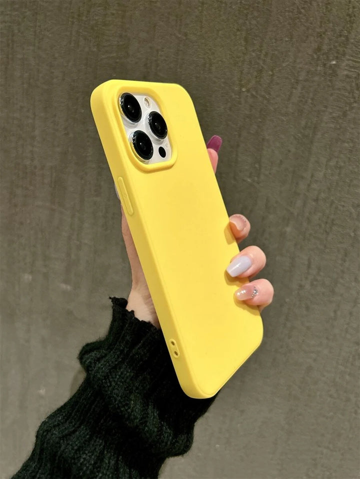 Matte Candy-Colored Silicone Case – Shockproof Minimalist Design, Compatible with iPhone 11–16 Series
