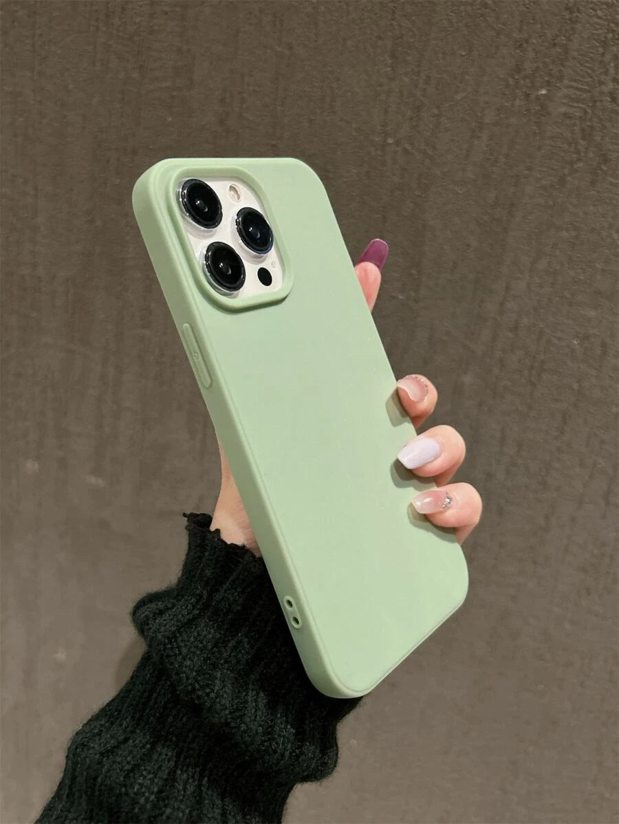 Matte Candy-Colored Silicone Case – Shockproof Minimalist Design, Compatible with iPhone 11–16 Series