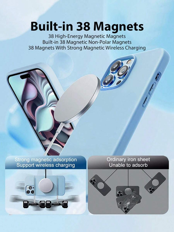Luxury Magnetic Wireless Charging Case with Velvet – Compatible with iPhone 11 to 16 Series, Including 15 Pro Max & 14 Plus – Phone Case Accessories