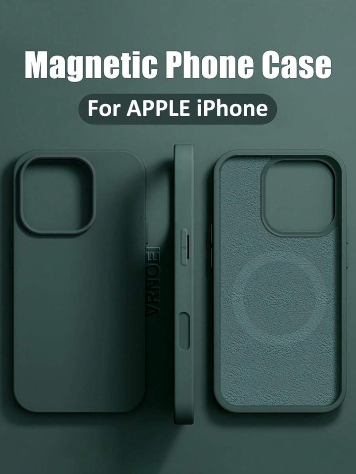 Luxury Magnetic Wireless Charging Case with Velvet – Compatible with iPhone 11 to 16 Series, Including 15 Pro Max & 14 Plus – Phone Case Accessories