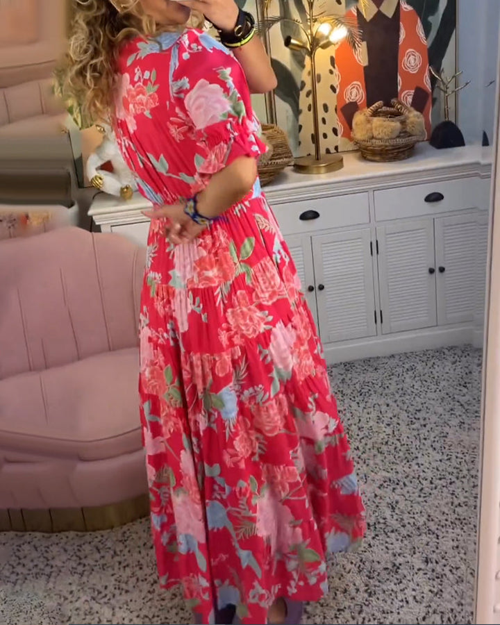 Fashion Canberra | Lila Floral Print V-neck Pocket Dress
