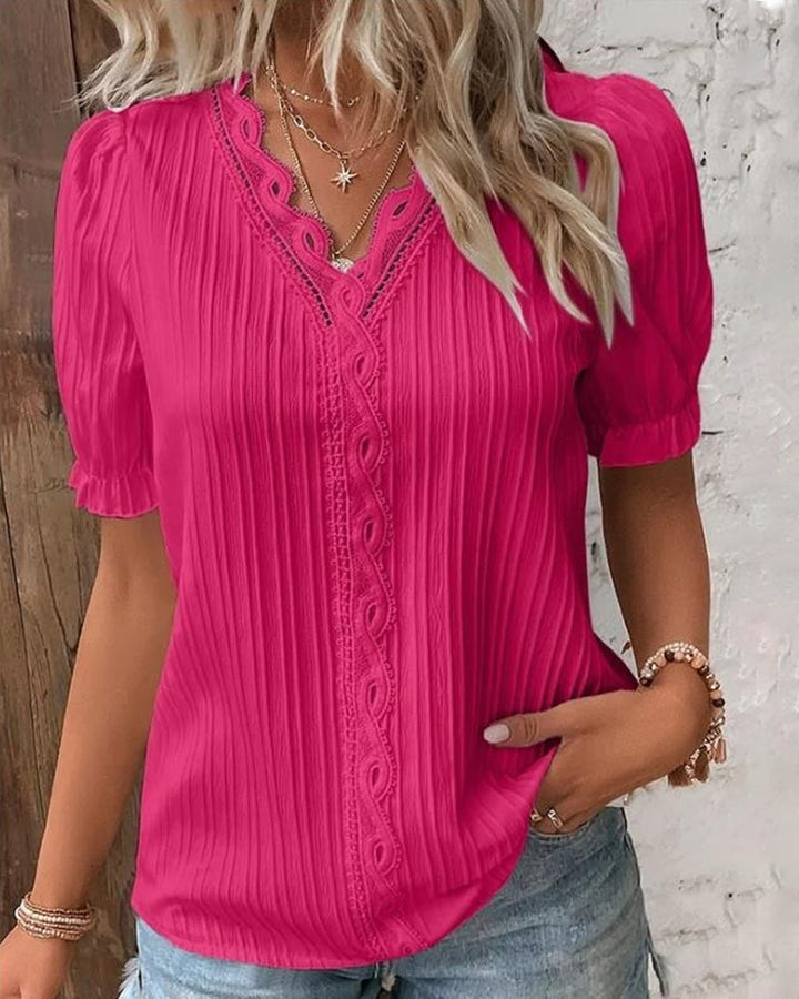 Fashion Canberra I Huda Elegant V-Neck Lace Top