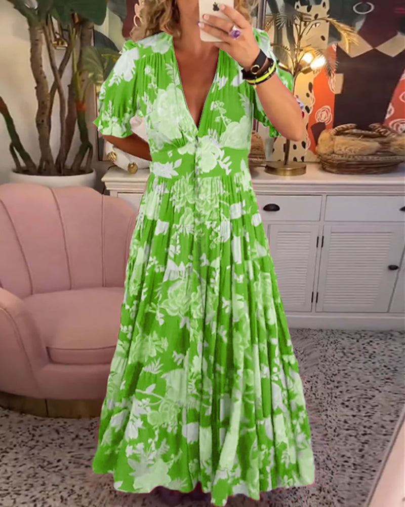 Fashion Canberra | Lila Floral Print V-neck Pocket Dress