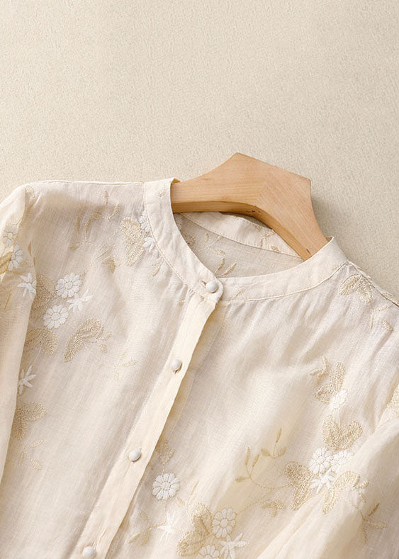 Fashion Canberra | Sarah Embroidered Cotton-Linen Blouse