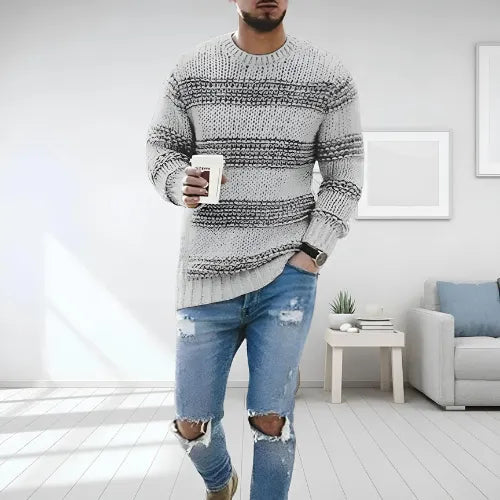 Fashion Canberra I  Harry Striped Chunky Knit Sweater