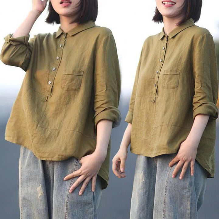Fashion Canberra I Kiona Long Sleeve and Front Pocket Shirt with Buttons