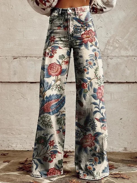 Fashion Canberra | Kara Casual Vintage Print Wide-leg Pants