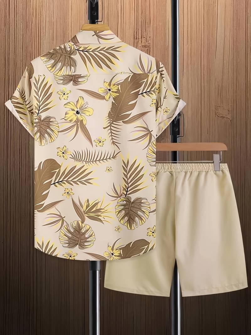 Fashion Canberra I Enrico Trendy Floral Print 2-Piece Polo Shirt Set