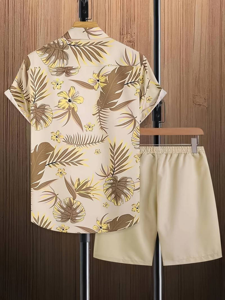 Fashion Canberra I Enrico Trendy Floral Print 2-Piece Polo Shirt Set