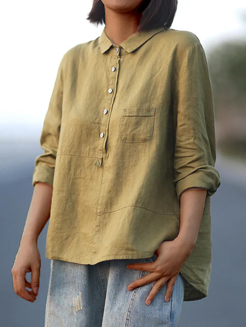 Fashion Canberra I Kiona Long Sleeve and Front Pocket Shirt with Buttons