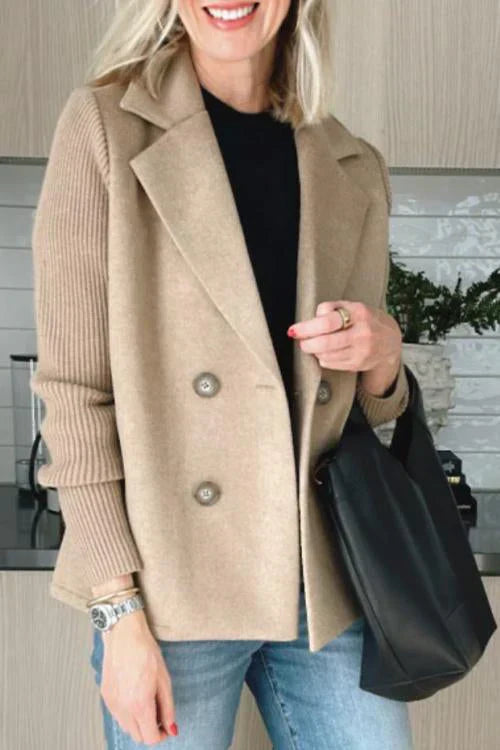 Fashion Canberra I Amanda Button patchwork sleeves casual coat
