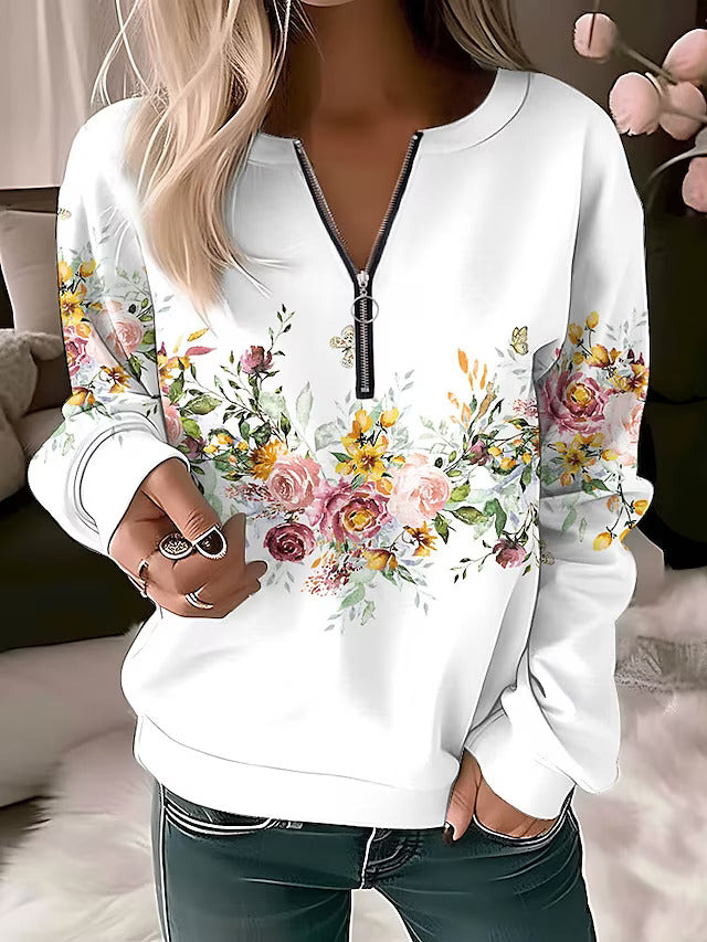 Fashion Canberra I Alysée  Floral Zip-up Sweater