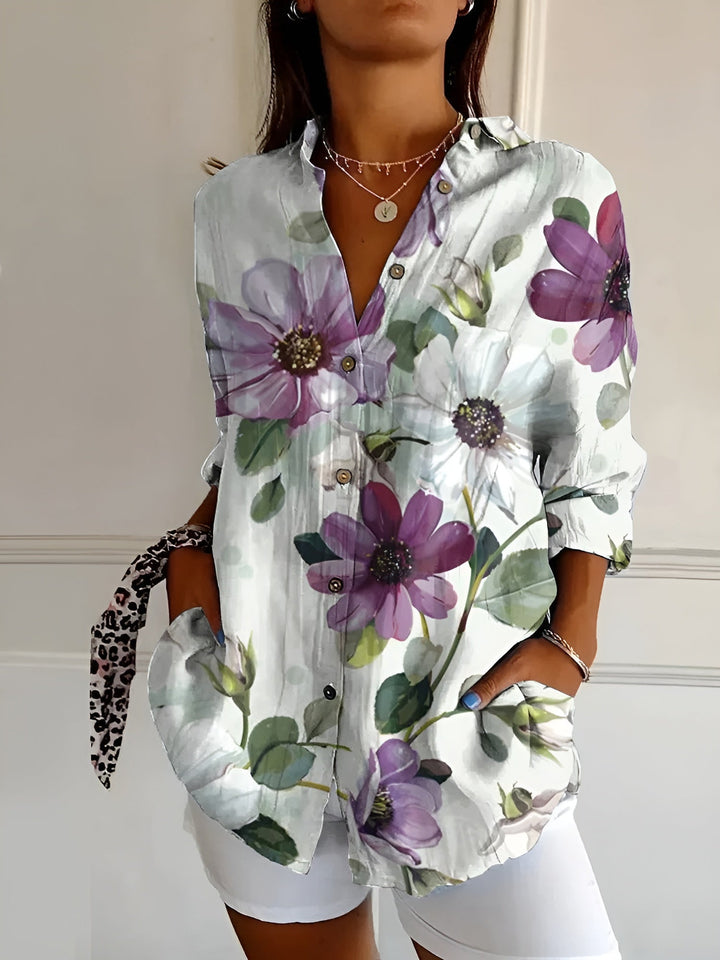 Fashion Canberra I Violet Floral Breeze Button-Up Shirt